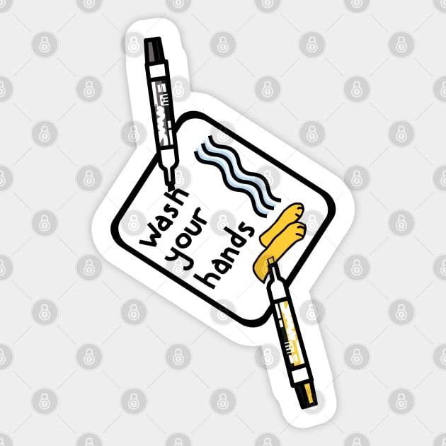 Wash Your Hands Sign and Pens Sticker by ellenhenryart